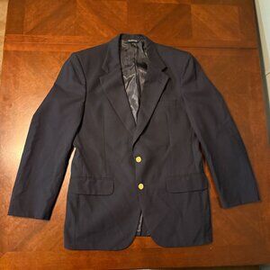 vintage Burberrys‎ Navy Blue Blazer Sport Coat Gold Buttons Aspen Leaf 40R USA